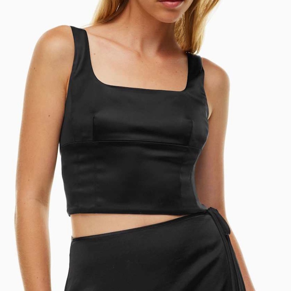Aritzia Wilfred Shine Satin Bustier Tank Size XS Black